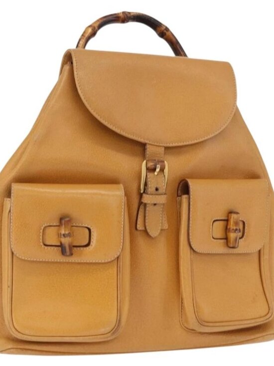 GUCCI Bamboo Backpack Leather Brown Gold main image 15
